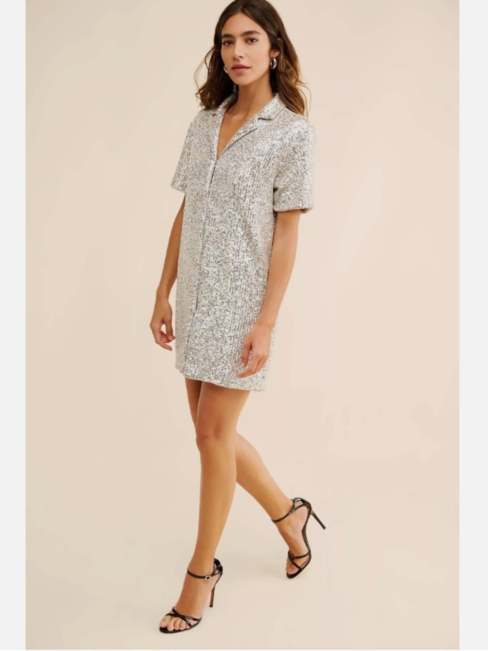 ANTHROPOLOGIE SUNDAY IN BROOKLYN SEQUINED MINI SHIRTDRESS